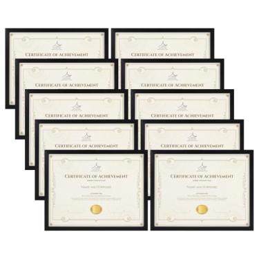 Imagem de Rempry Conjunto de 10 molduras de 21 x 27 cm, molduras de certificado 21 x 27 cm, moldura preta para documentos de diploma, mesa e exibição de parede