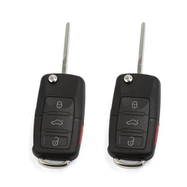 Imagem de X AUTOHAUX 2 peças de substituição de carro chaveiro transmissor de controle remoto entrada sem chave 4 botões para Volkswagen Beetle Jetta Golf Passat 2002-2009 HLO1J0959753AM HLO1J0959753DC