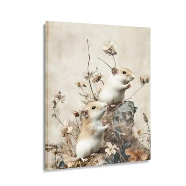 Imagem de CANLUNTE Arte de parede em tela de hamsters brincalhões - pintura de animais fofos, decoração de quarto infantil e presente de Páscoa para quarto/sala de estar (arte 3,6 cm x 160 cm sem moldura)