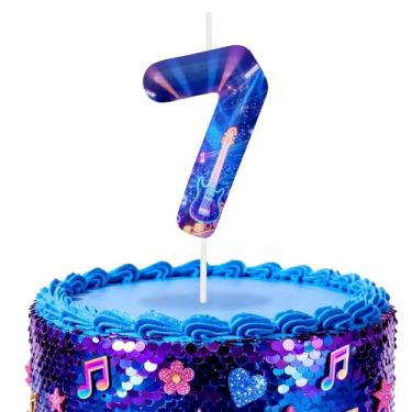 Imagem de Velas de aniversário número 7 azuis, topos de bolo com tema de desenho animado para decoração de bolo para meninos e meninas, decorações de aniversário, suprimentos de festa, velas com números para