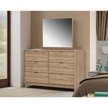 Imagem de Cômoda De Quarto 1160 com 6 Gavetas com Espelho Noce - Carraro