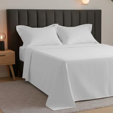 Imagem de Jogo de Cama Queen Percal 300 Fios 100% Algodão Acetinado 4 Peças – BF Colchões