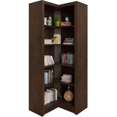 Imagem de Estante Armário De Canto Aberto P/ Escritório 5 Prateleiras Rústico