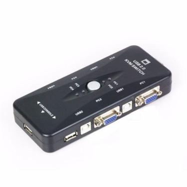Imagem de Chaveador kvm usb switch 4 portas vga/ e kit 4 cabos kvm usb