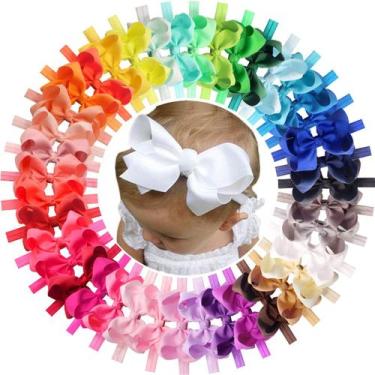 Imagem de Bandanas CÉLLOT Baby Girls Grosgrain Ribbon 4.5 Laços de cabelo x40