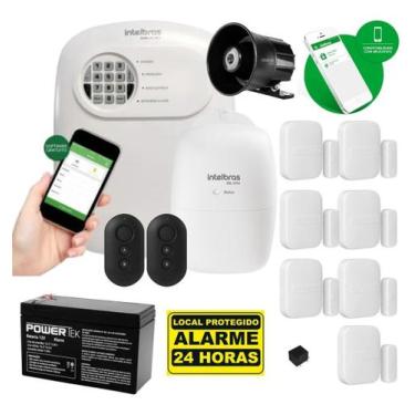 Imagem de Kit Alarme E Modulo De Choque C/ 7 Sensores S/ Fio Intelbras