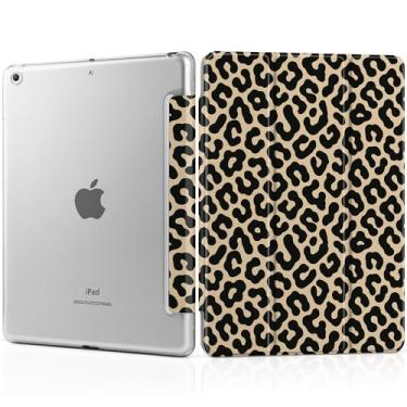 Imagem de MEEgoodo Capa para iPad de 10,2 polegadas, capa para iPad 9ª geração 2021/8ª geração 2020/7ª geração 2019, capa para tablet com textura de seda e capa traseira de PC, leopardo clássico