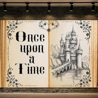 Imagem de Once Upon a Time, pano de fundo, livros de contos de fadas, castelo antigo, princesa, romântico, fundo de foto, caderno, papel, festa, chá de bebê, casamento, aniversário, decoração para sessão de