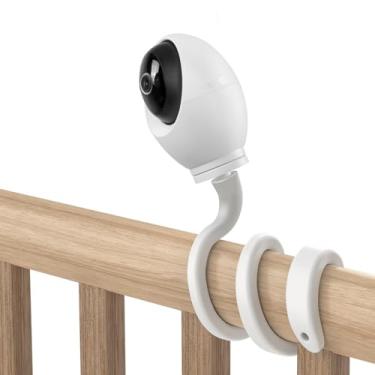 Imagem de HOLACA Suporte de clipe para câmera de segurança interna Tapo 4K Pan/Tilt, suporte para monitor de câmera Tapo Dog Baby para pilares de berçário de berço (branco) (torção)