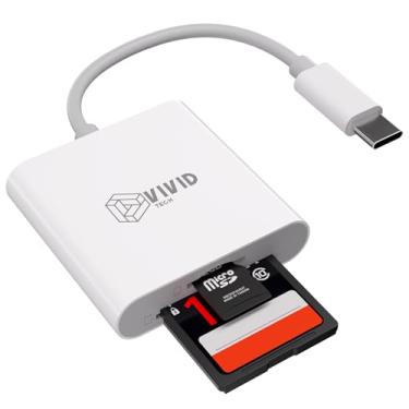 Imagem de VIVID TECH Leitor de cartão SD, leitor de cartão USB C para iPhone 15/16 iPad MacBook Windows Android, adaptador de cartão TF e SD 2 em 1, adaptador de cartão de memória micro SD portátil