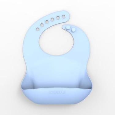Imagem de Babador De Silicone Azul KP017 Criança - Conforto e Praticidade para Refeições Sem Sujeira