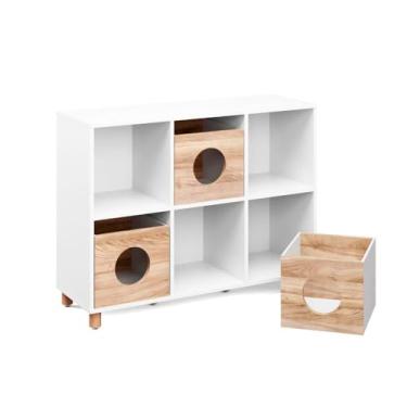 Imagem de Estante Organizadora Infantil Tivoli Divicar em MDF e Madeira Maciça com 3 Caixas Removíveis para Brinquedos