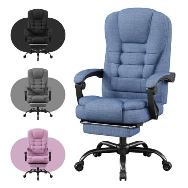 Imagem de Cadeira de jogos com apoio para os pés, cadeira de escritório ergonômica reclinável de 90° a 150°, cadeira de mesa ajustável com apoios de braço de articulação, cadeira de computador confortável para