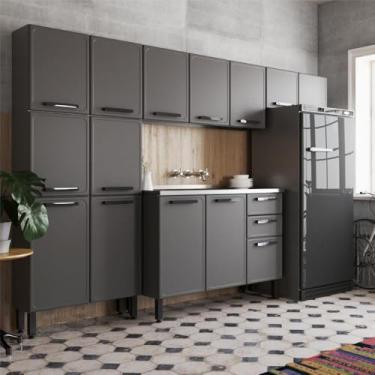 Imagem de Cozinha Completa em Aço com Pia 4 Módulos Estilo Bertolini