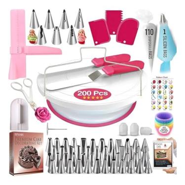 Imagem de GM Bear Kit Confeiteiro Completo 200 Peças - Bicos De Confeiteiro, Sacos, Bombinha Para Pintar Bolo E Acessórios De Confeitaria