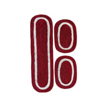 Imagem de Jogo de Tapete de Cozinha，Malha Gel Cozinha Antiderrapante e Durável Suave Ao Toque(Vermelho/Palha)