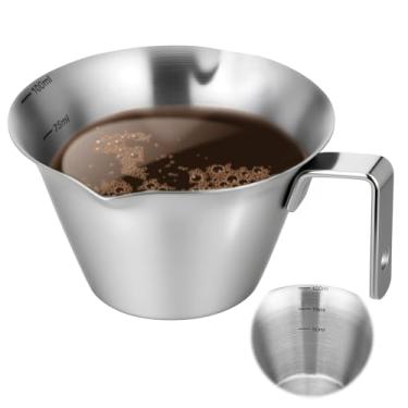 Imagem de Copos de café expresso de aço inoxidável, copo medidor de café expresso, copo de dose de café expresso de bico duplo, com escala de alça, copos medidores foscos com boca em forma de V, 100 ml