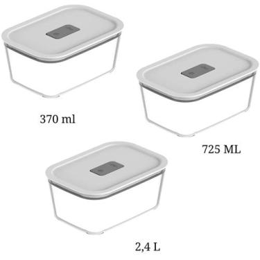 Imagem de 3 Potes De Vidro Herméticos Tampa Branca Ou