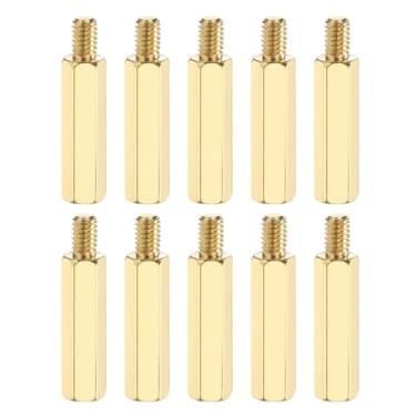 Imagem de PATIKIL 10 parafusos espaçadores de rosca macho para fêmea M4 x 25 mm + 6 mm de latão sextavado PCB porca espaçadora de placa mãe para drone quadricóptero computador projetos eletrônicos placa de