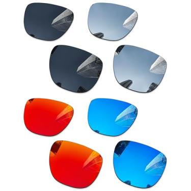 Imagem de Combine8 4 pares de lentes de substituição ploarizadas para óculos de sol RayBan Wayfarer RB2140 50 mm (50 mm, não 54 mm) - preto + titânio prata + azul gelo + vermelho fogo