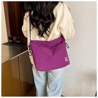 Imagem de Bolsa tiracolo de nylon – Bolsa de viagem casual de grande capacidade para mulheres com fecho de zíper, Roxa, Medium, Mochila casual
