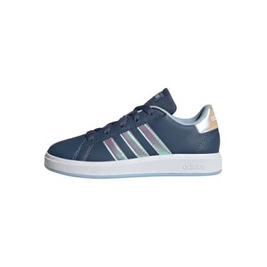 Imagem de adidas Tênis infantil unissex Grand Court 2.0, Tinta pré-amada/branca/céu transparente, 10.5 Little Kid