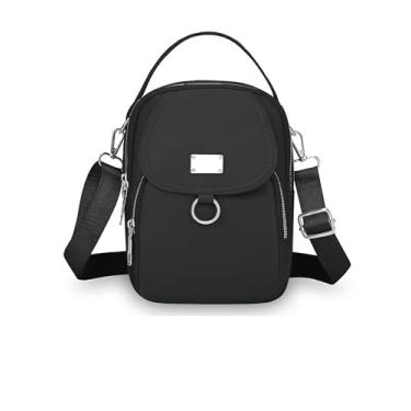 Imagem de Bolsa tiracolo feminina com lantejoulas e estampa em relevo, bolsa de ombro moderna de cor sólida para uso diário e festas, Preto