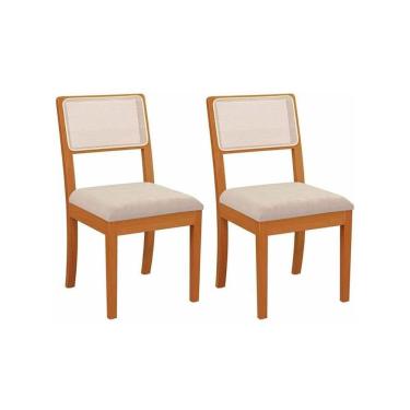 Imagem de Kit 2 Cadeiras Sala Jantar Lola 2cmm004ca Madeira Maciça 2 Un Carvalho-boucle Bege-tela Bege - Kappesberg