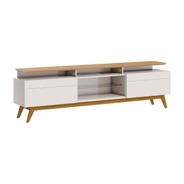 Imagem de Rack Bancada 2 Gavetas Com Nicho 180cm Amy Off White/nature