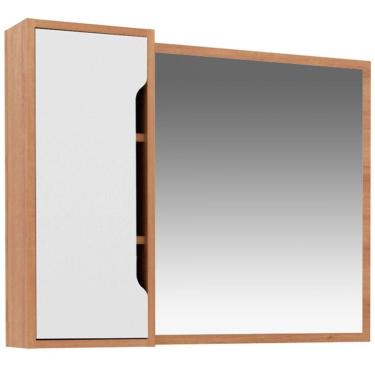 Imagem de Espelheira Para Banheiro 80 Cm Com 1 Porta Amêndoa/branco