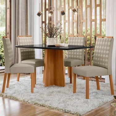 Imagem de Conjunto Sala De Jantar Mesa Anitta 1,35m Com 4 Cadeiras Mariah Ypê/preto/ja01 - New Ceval