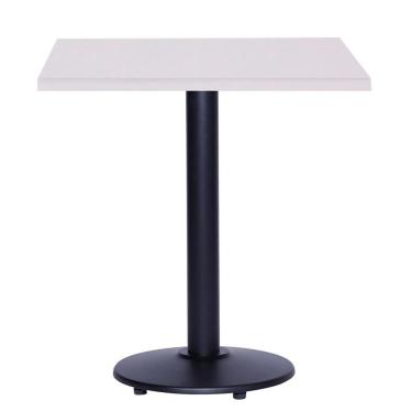 Imagem de Mesa Zeta Ferro Preto 75 Cm (alt) Disco Redondo Tampo Mdp Quadrado 70 Cm (larg) X 2,50 Cm Alt Branco