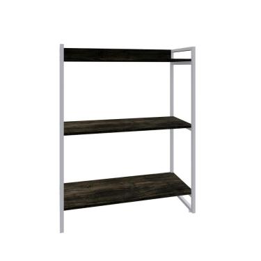 Imagem de Estante Kuadra 80x40x104cm C/03 Prateleiras Carvalho Dark / Est.branca Carvalho Dark / Est.branca