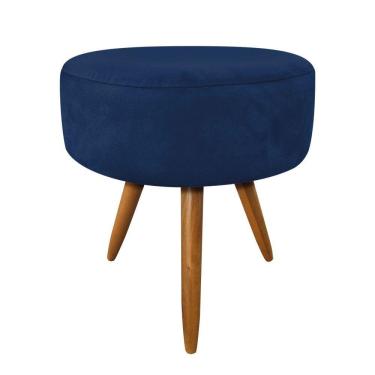 Imagem de Puff Banqueta Redonda Nina Suede Azul Marinho