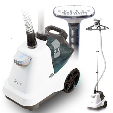 Imagem de SALAV Heavy Duty Commercial Full-Size Garment Steamer with Foot Pedals and Extra Large 3L (101.5 oz) Water Tank, 1800 watts, 90+min of Continuous Steam (White)