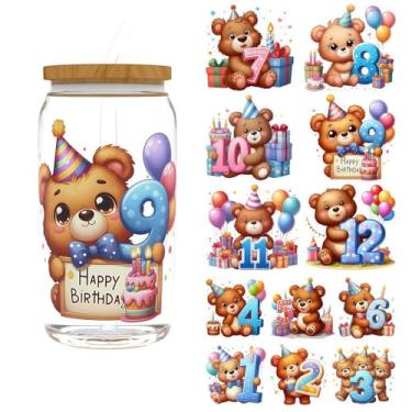 Imagem de F06C24K1101 UV DTF Cup Wraps Winter UV DTF Transfer Adesivo à prova d'água para copos de vidro, móveis, artesanato, faça você mesmo, adesivos de transferência para garrafa de água DIY, decalque para