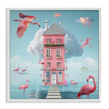 Imagem de Stupell Industries Arte giclée emoldurada Flamingo Hotel on Water Gray, design por Lori Lea Studios, 12 x 12