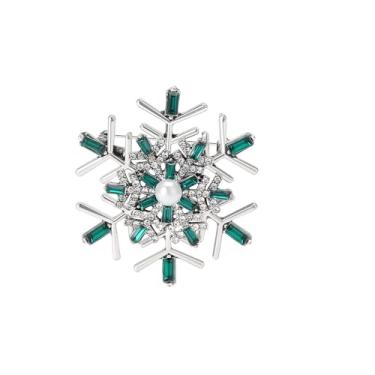 Imagem de Broche de flor de neve de cristal azul/verde/rosa strass floco de neve broche de lapela festivais de Natal roupas de moda de ano novo, as picture, Zinco, Sem Pedra Preciosa