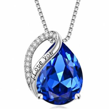 Imagem de Colares com pingente de cristal de pedra do mês de nascimento para mulheres, presente de aniversário dos namorados, dia das mães, colar de namorada, joia de coração de filha, aniversário para ela, ON