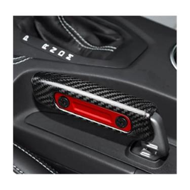 Imagem de BLAKAYA Compatível com Ford Mustang 2024 2025 2026 Fibra de Carbono e Alumínio Manípulo de Freio de Estacionamento Capa de Substituição Direta Decoração de Alavanca de Mudança Automotiva (Vermelho)