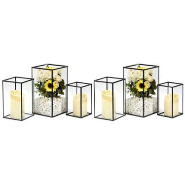 Imagem de PHOSPHOR Conjunto de 6 castiçais de vidro Hurricane para festa de casamento, férias, aniversário, decoração de casa Lanter