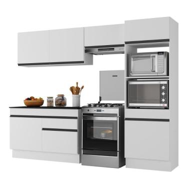 Imagem de Armário De Cozinha Compacta 4 Peças Com Rodapé Mp2193 Made Multimóveis Branco/preto Branco/preto