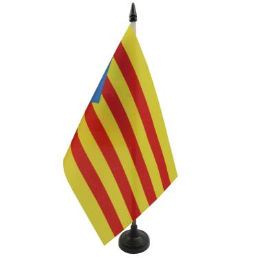 Imagem de AZ FLAG Bandeira de mesa Catalonia Estelada Blava 5" x 8'' - Bandeira de mesa catalã independentista 21 x 14 cm - Bastão e base de plástico preto