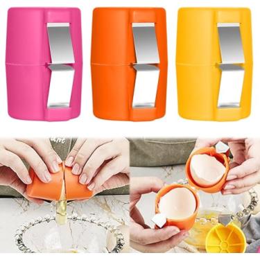 Imagem de Abridor de casca de ovo de 3 peças, nova ferramenta de biscoito de ovo 2025 para ovos crus, descascador de ovos cozidos, separador de ovos portátil, quebrador de casca de ovo de aço inoxidável