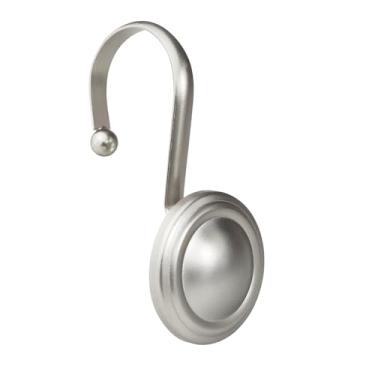 Imagem de CHICTIE Anéis de ganchos de cortina de chuveiro de níquel, gancho decorativo de prata para cortina de chuveiro, anéis de chuveiro modernos à prova de ferrugem para varões de cortinas de banheiro