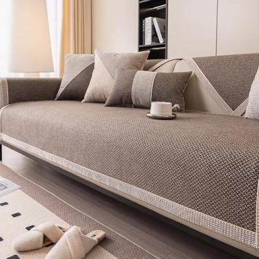 Imagem de HGTRH Capas de sofá laváveis, seccionais, em forma de L, capa de sofá de 30 cm, com almofadas traseiras, de veludo cotelê, lavável na máquina, antiderrapante, café, 110 x 110