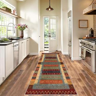 Imagem de HGTRH Tapete de corredor tapetes cozinha lavável antiderrapante tapete corredor para porta cozinha corredor vintage tapete corredor tapete de entrada grande casa interior para lavandaria 80 x 140 cm