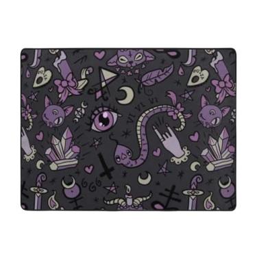 Imagem de ZERAOKE Tapete de área assustador gótico roxo preto 4 x 5,25 pés (48 x 63 polegadas), tapetes laváveis na máquina com suporte antiderrapante, tapetes macios para sala de estar, quarto, entrada, quarto