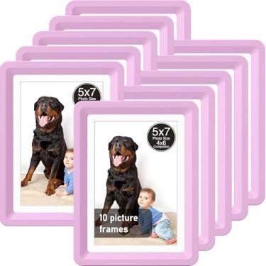 Imagem de vilkok Porta-retrato com tapete de 12 x 18 cm, instalação em 5 segundos sem ferramentas, molduras de design de segurança sem metal, molduras leves vêm em 8 cores para decoração de casa, casamento e