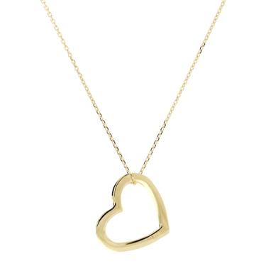 Imagem de Milor Colar feminino de coração aberto em ouro 9K – Joias italianas hipoalergênicas com corrente ajustável e fecho lagosta – Feito na Itália – Presente elegante para aniversário, aniversário ou dia